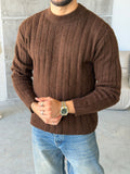 Ribbed Knit Sweater – Brown