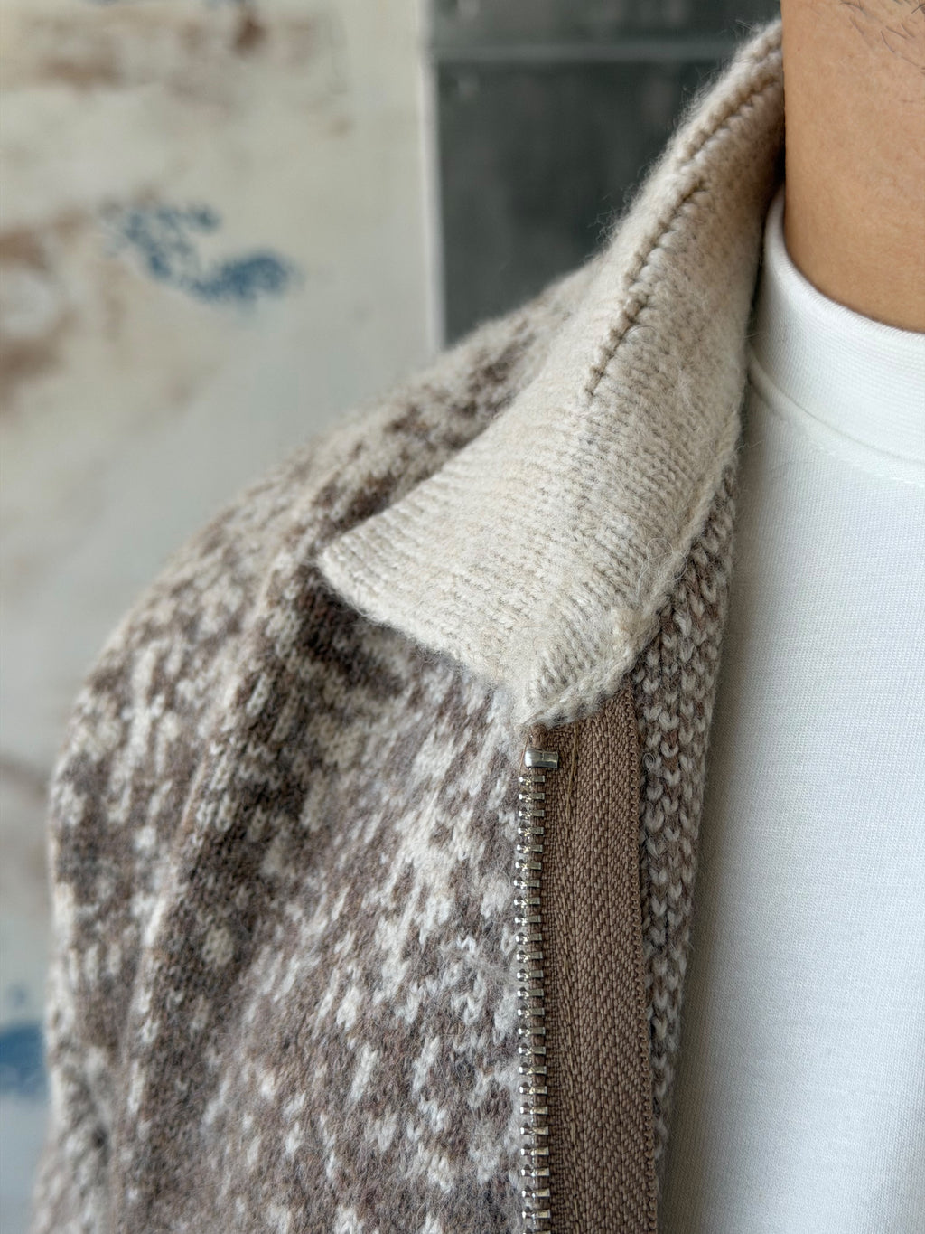Gradient Double-Zip Knit – Brown