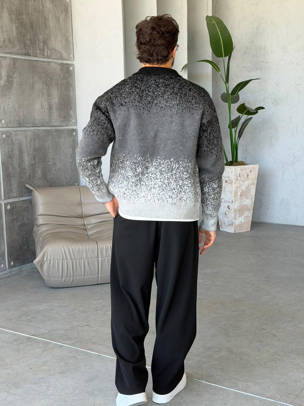 Gradient Double-Zip Knit – Grey