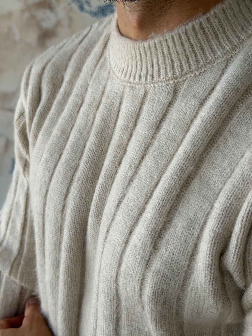 Ribbed Knit Sweater – Cream