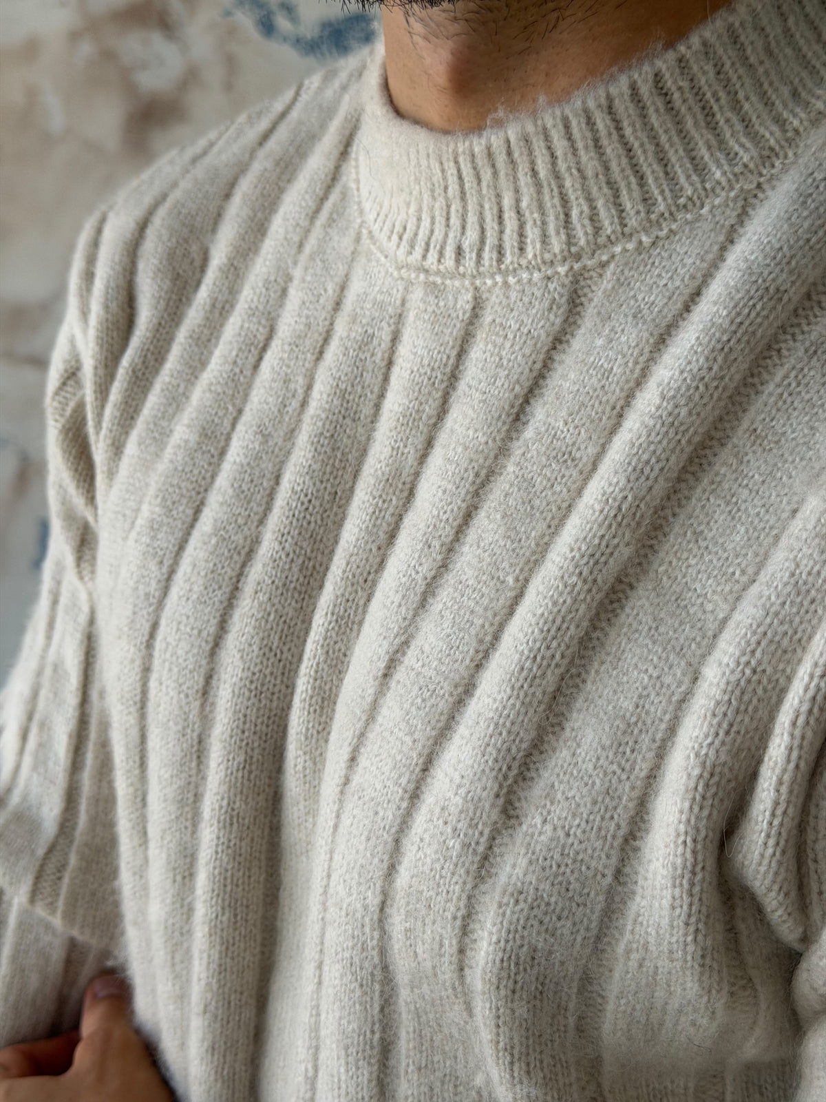 Ribbed Knit Sweater – Cream