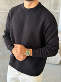 Premium Double Interlock Knit Sweater – Black