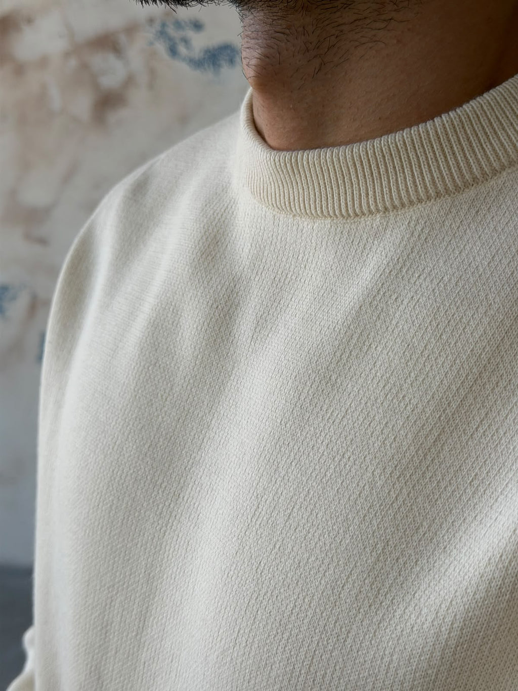 Premium Double Interlock Knit Sweater – Cream