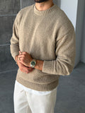 Soft Textured Bouclé Knit Sweater – Beige