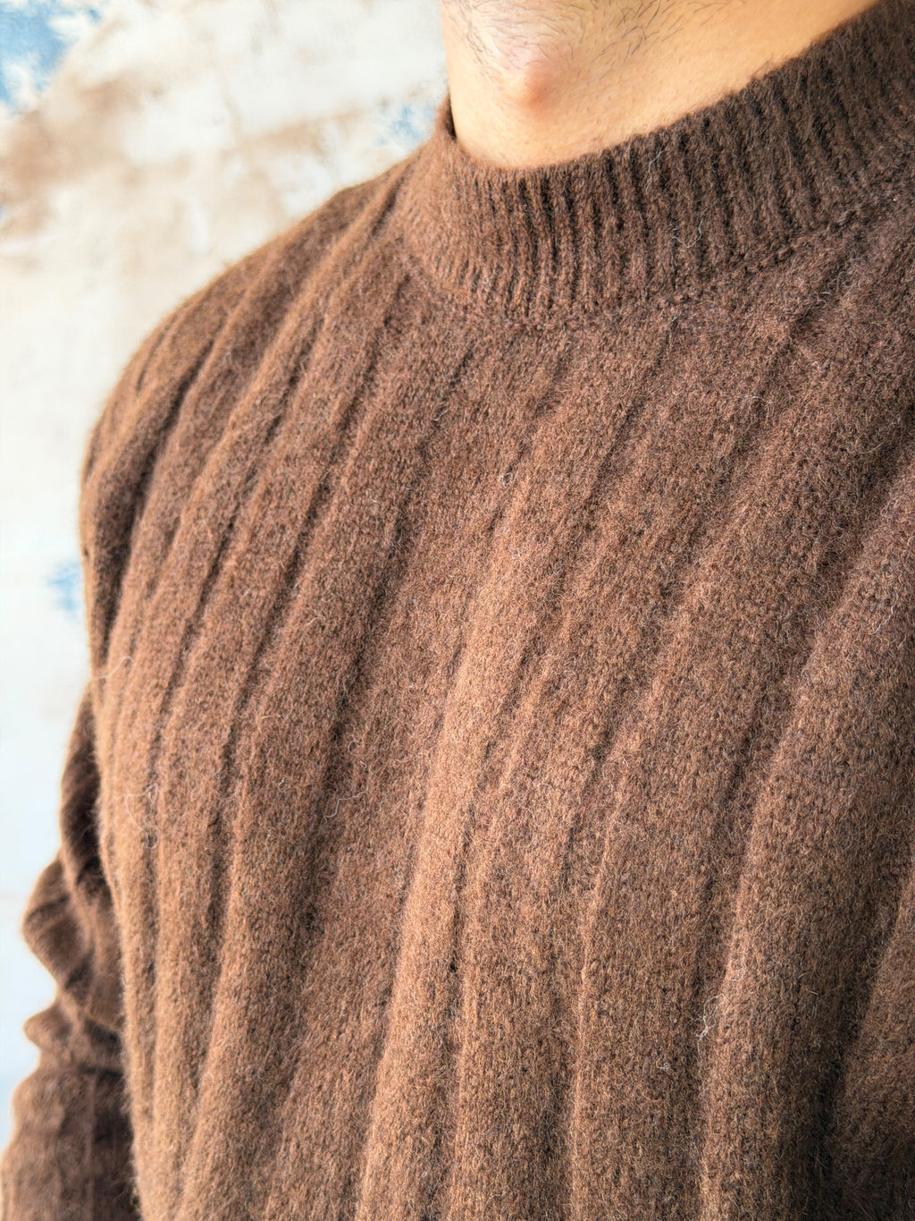 Ribbed Knit Sweater – Brown