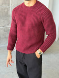 Raglan Sleeve Ribbed Knit Sweater – Bordo