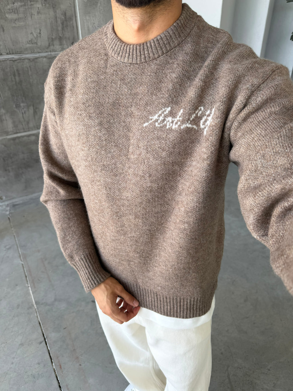 Art Life Written Knit Sweater - Brown