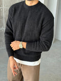 Soft Textured Bouclé Knit Sweater – Black