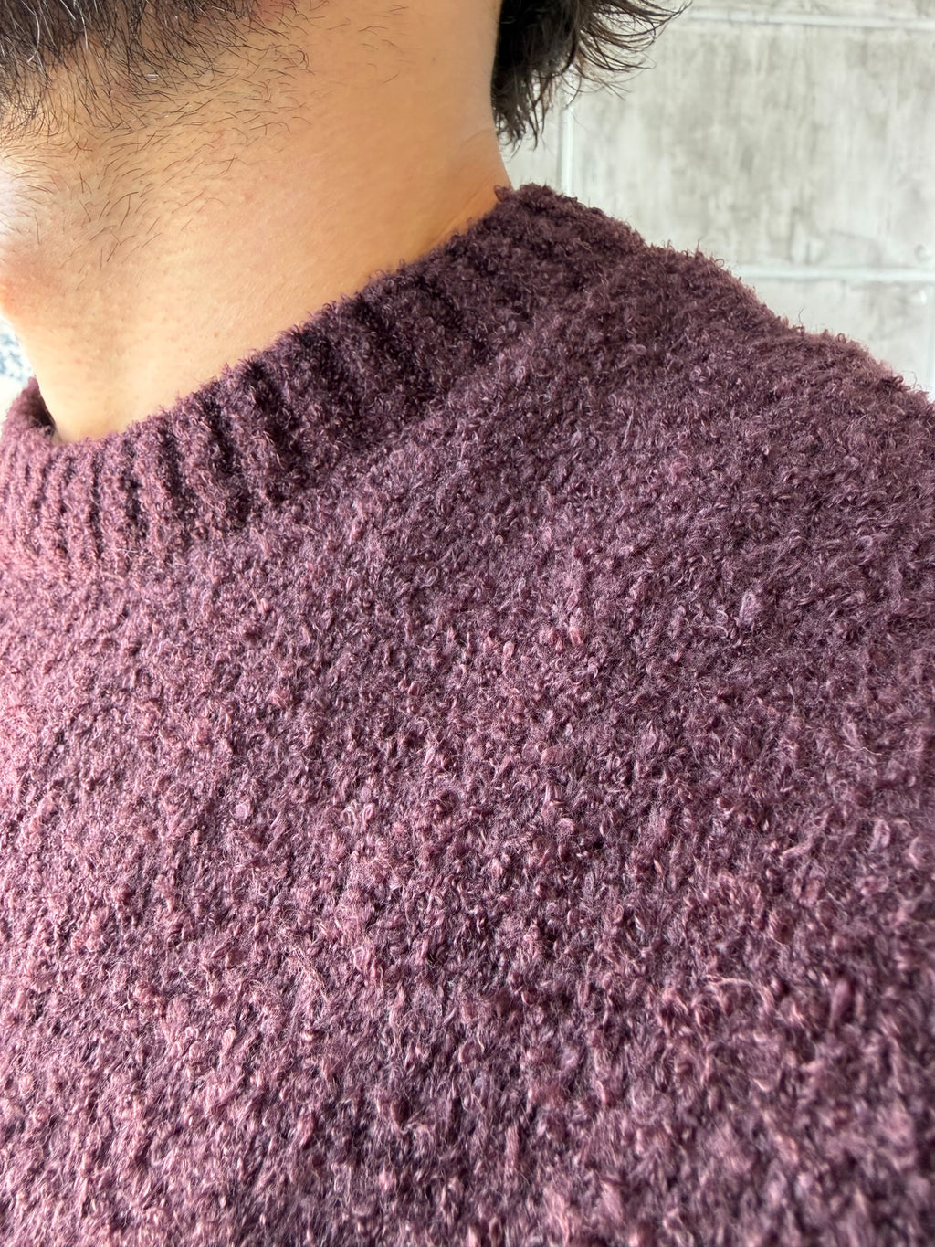 Soft Textured Bouclé Knit Sweater – Brown