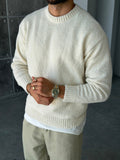 Soft Textured Bouclé Knit Sweater – Ecru