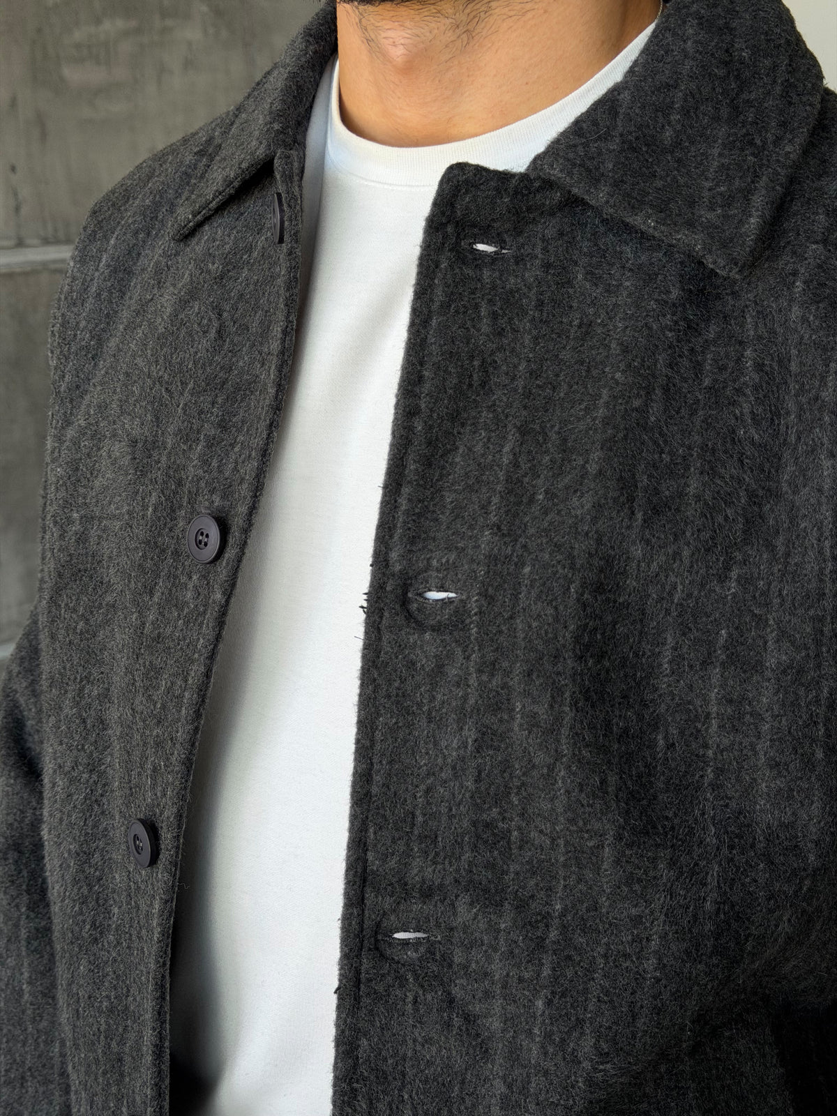 Winter Striped Wool Blend Suit – Grey