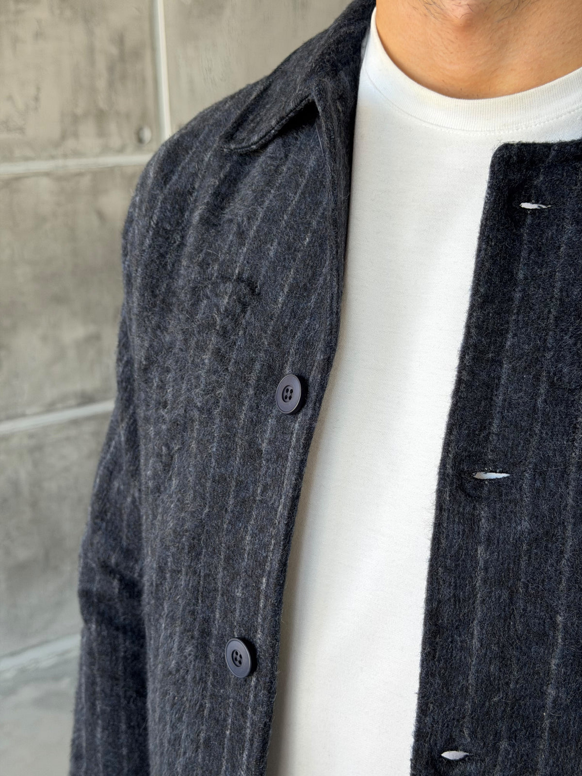Winter Striped Wool Blend Suit – Navy