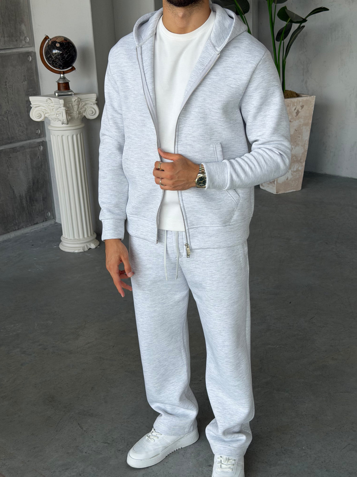 Double Face Tracksuit Set – Gri
