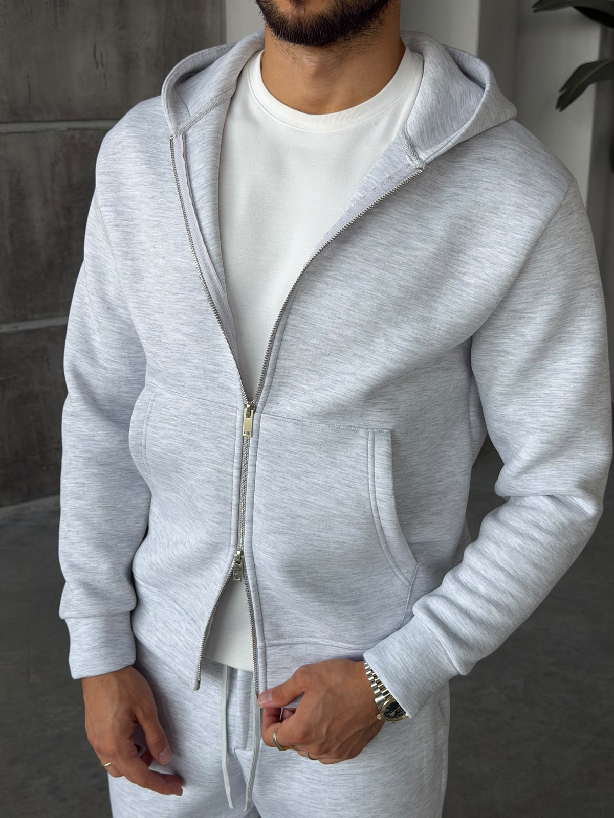 Double Face Tracksuit Set – Gri