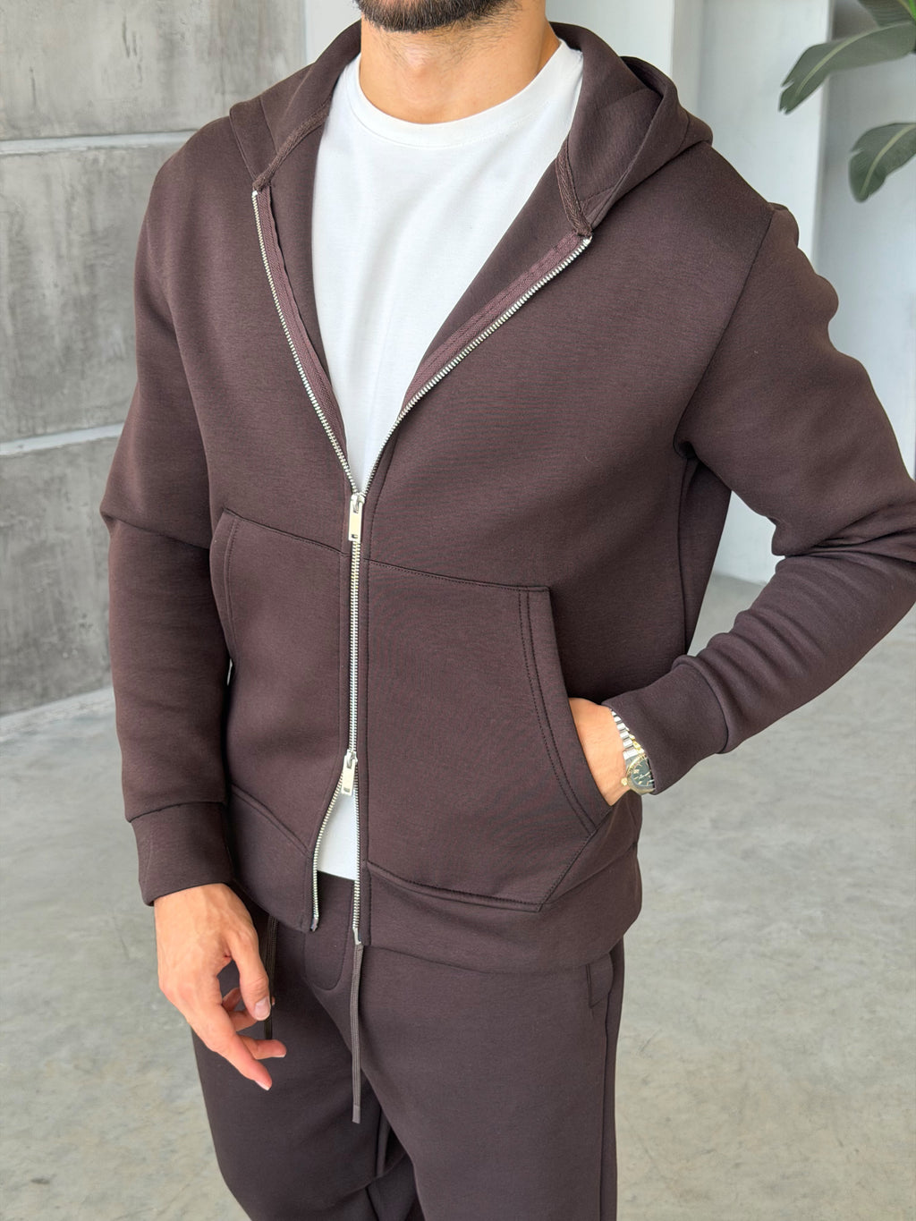 Double Face Tracksuit Set – Brown
