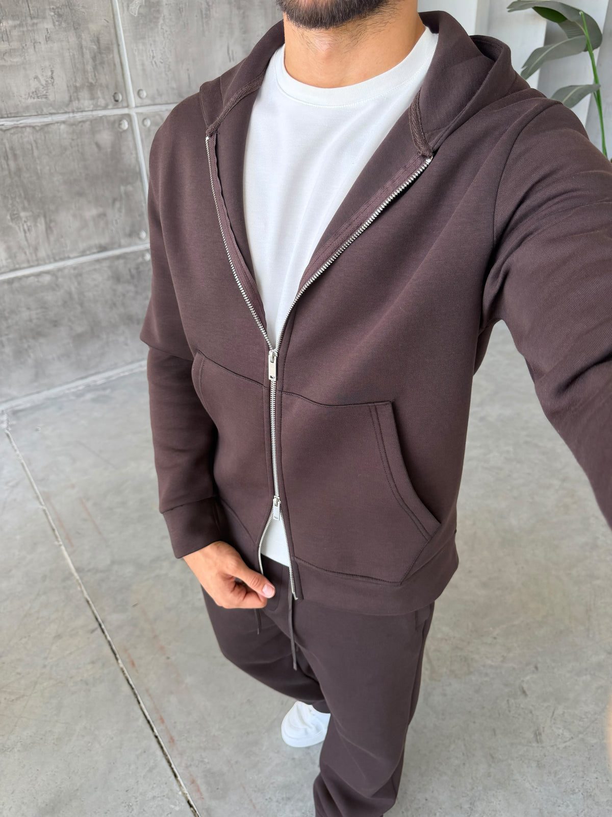 Double Face Tracksuit Set – Brown