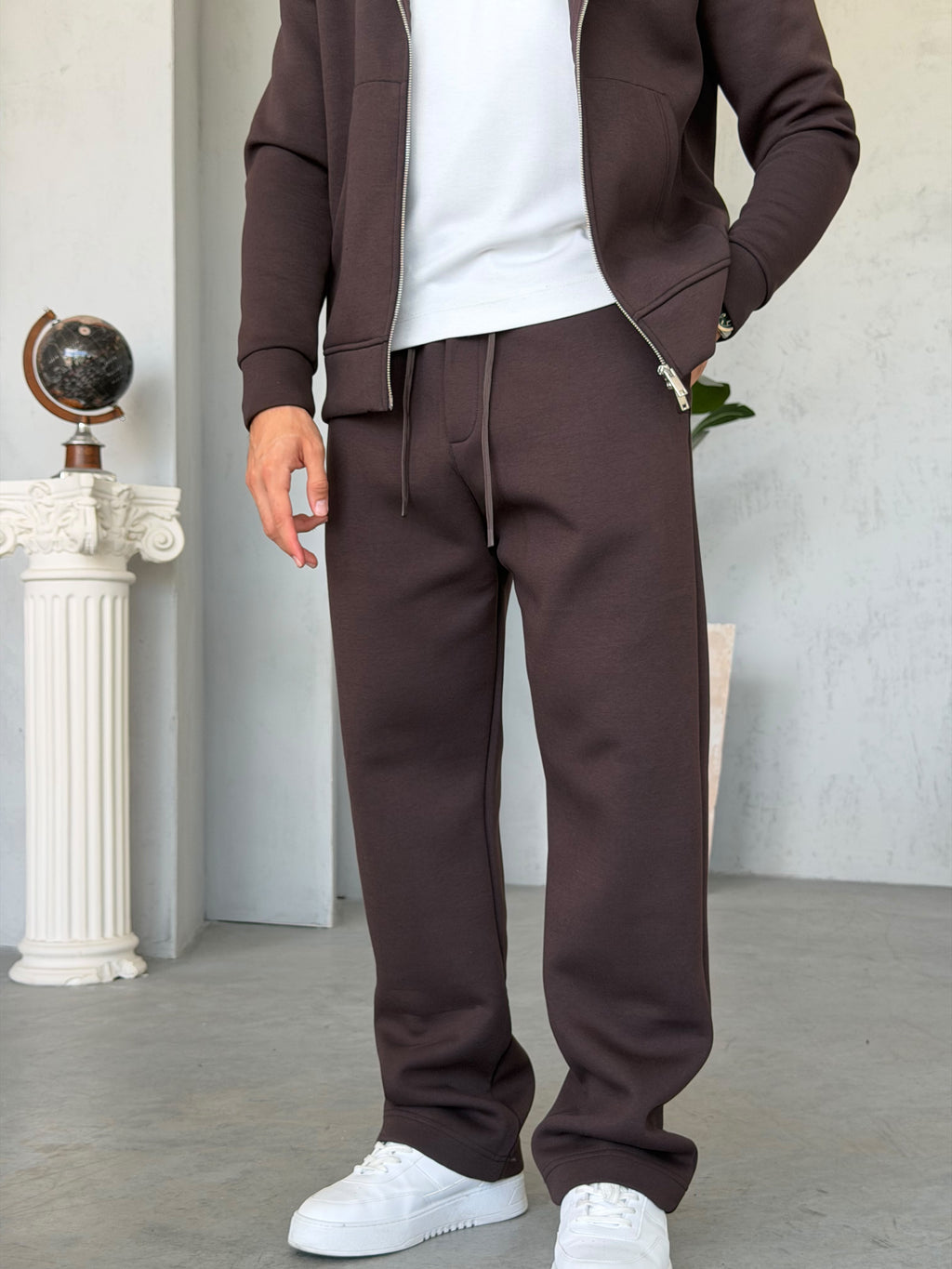 Double Face Tracksuit Set – Brown