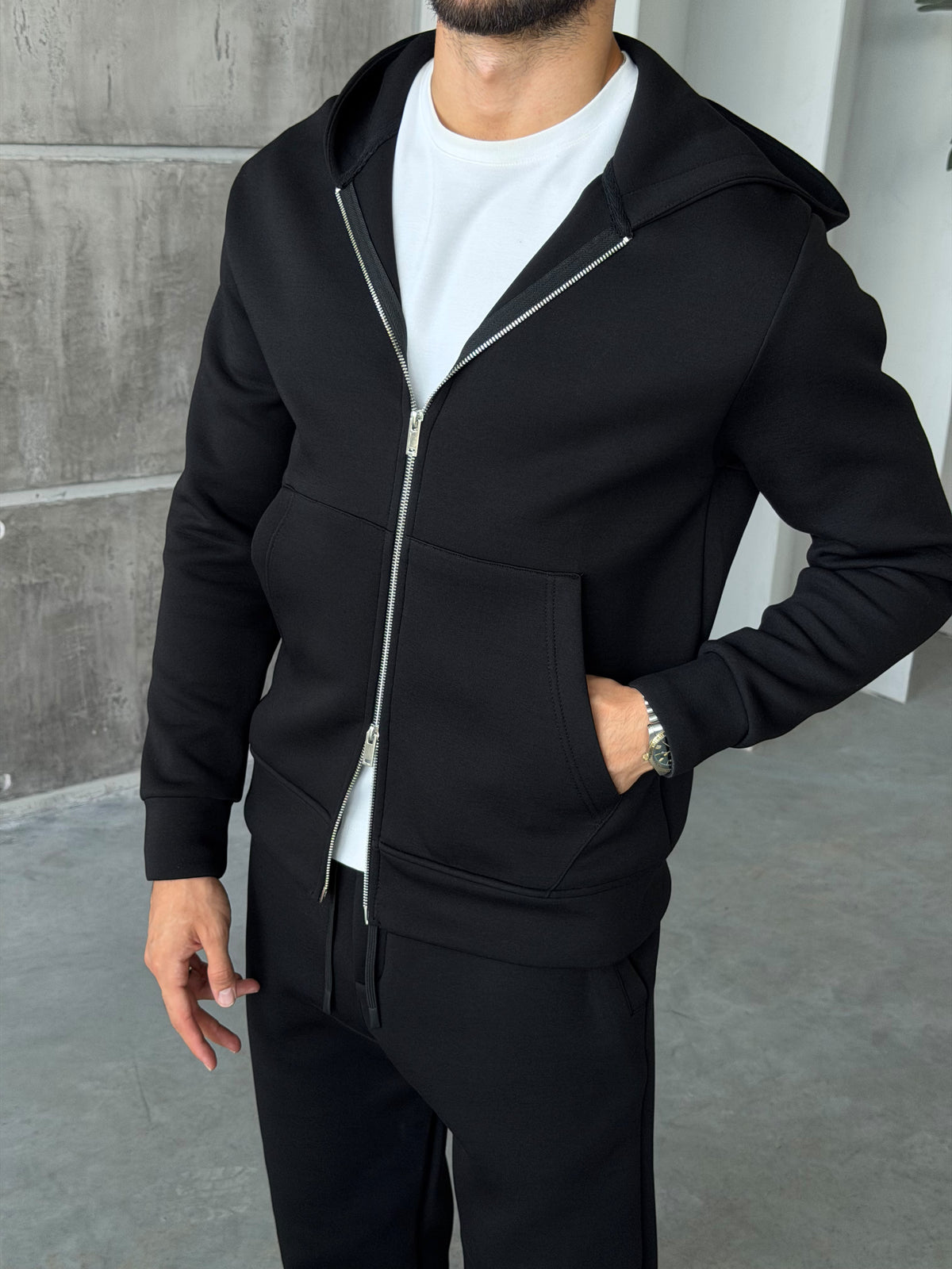 Double Face Tracksuit Set – Black