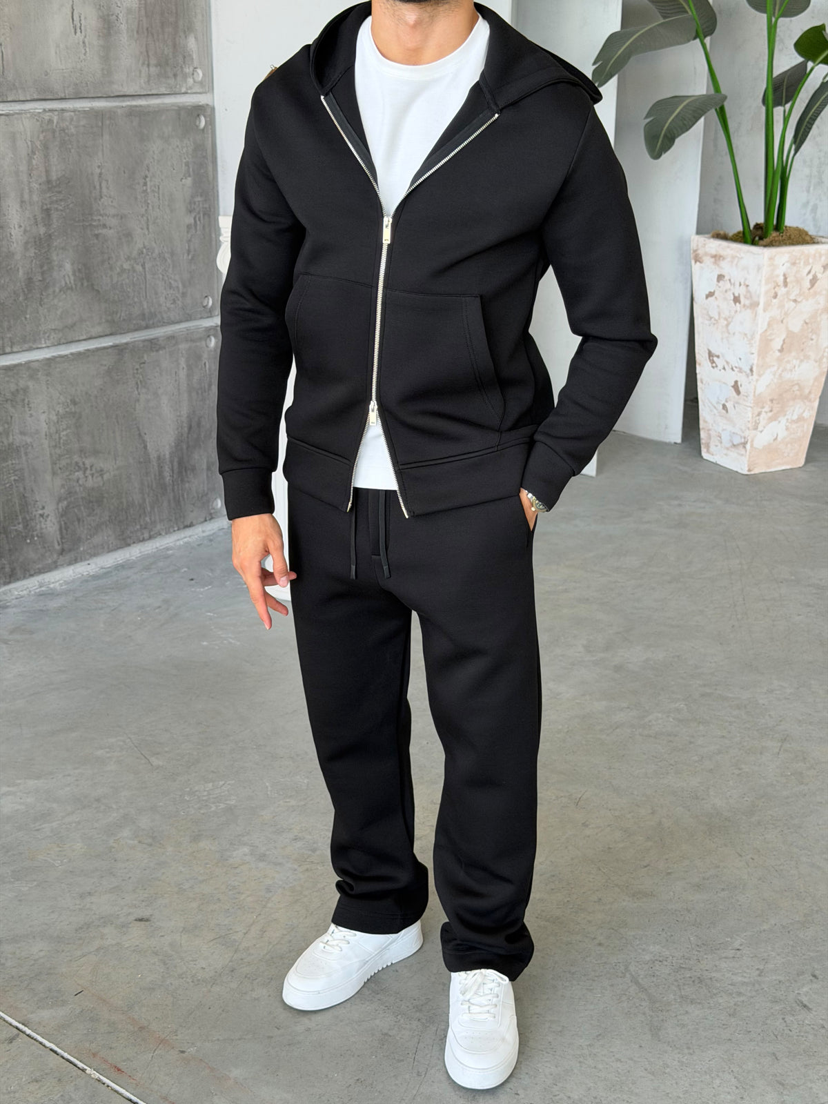 Double Face Tracksuit Set – Black