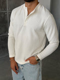 Ribbed Henley Sweatshirt – Ecru