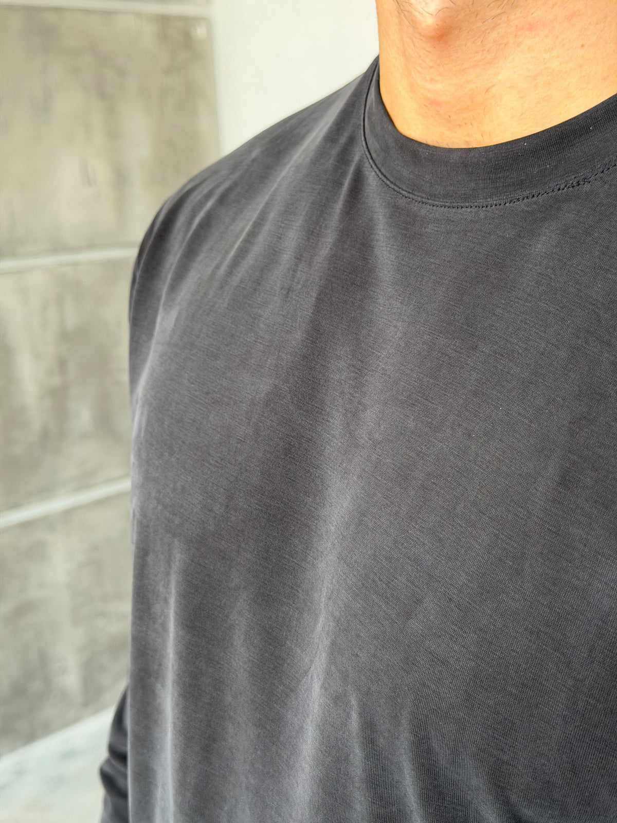 Washed Modal Basic Sweatshirt - Black
