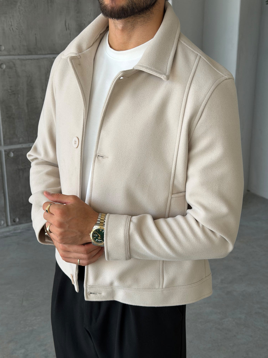 Double-Breasted Trench Jacket – Cream