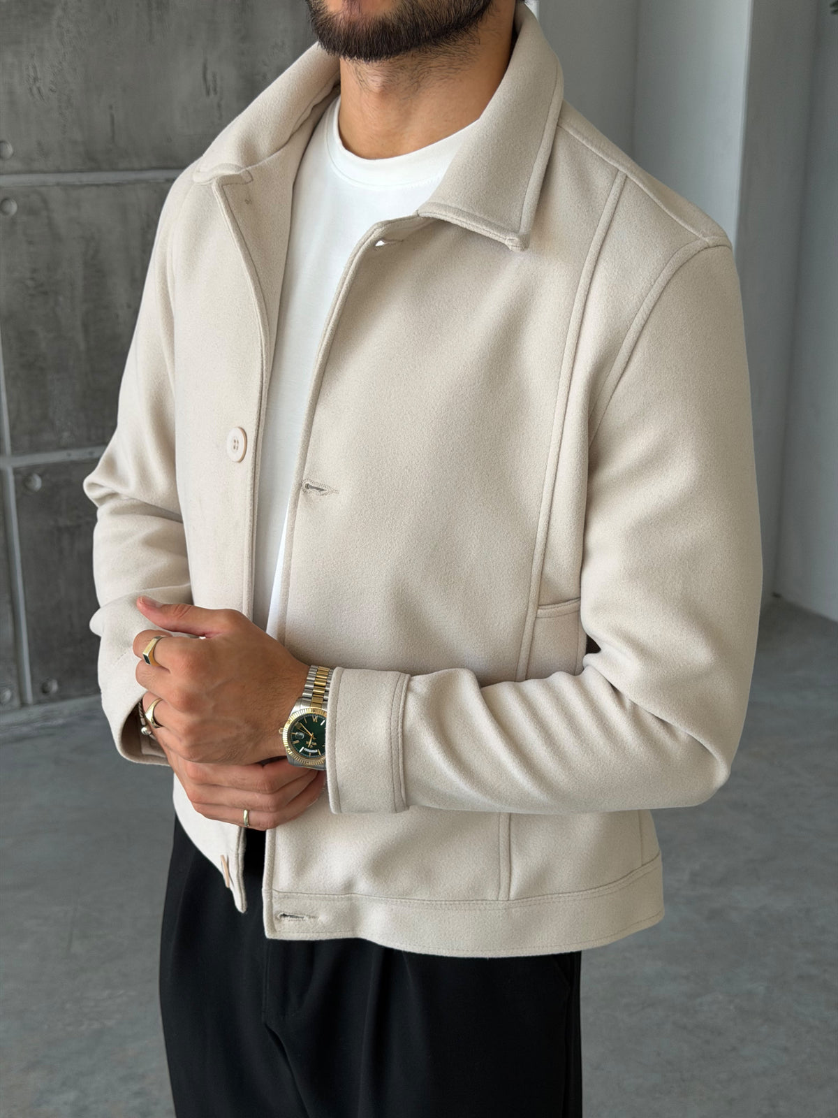Double-Breasted Trench Jacket – Cream