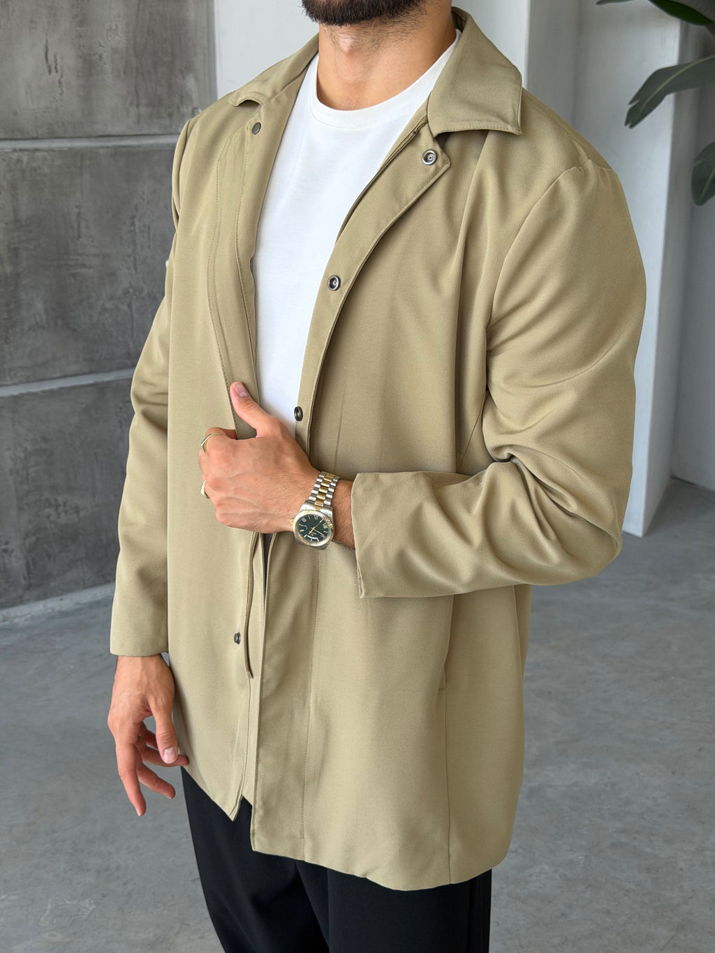 Tech Fabric Trench Jacket – Haki