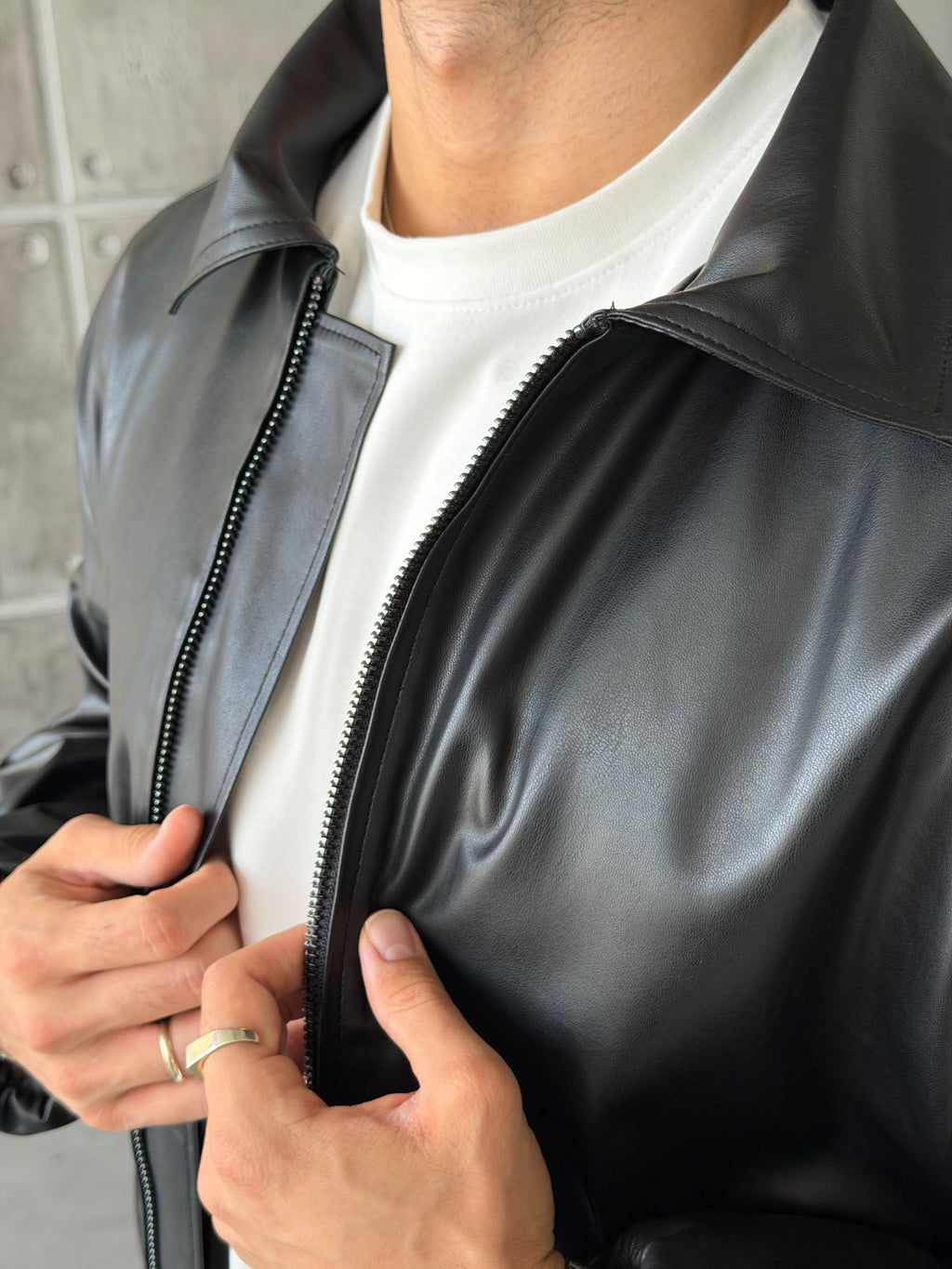 Black Leather Bomber Jacket