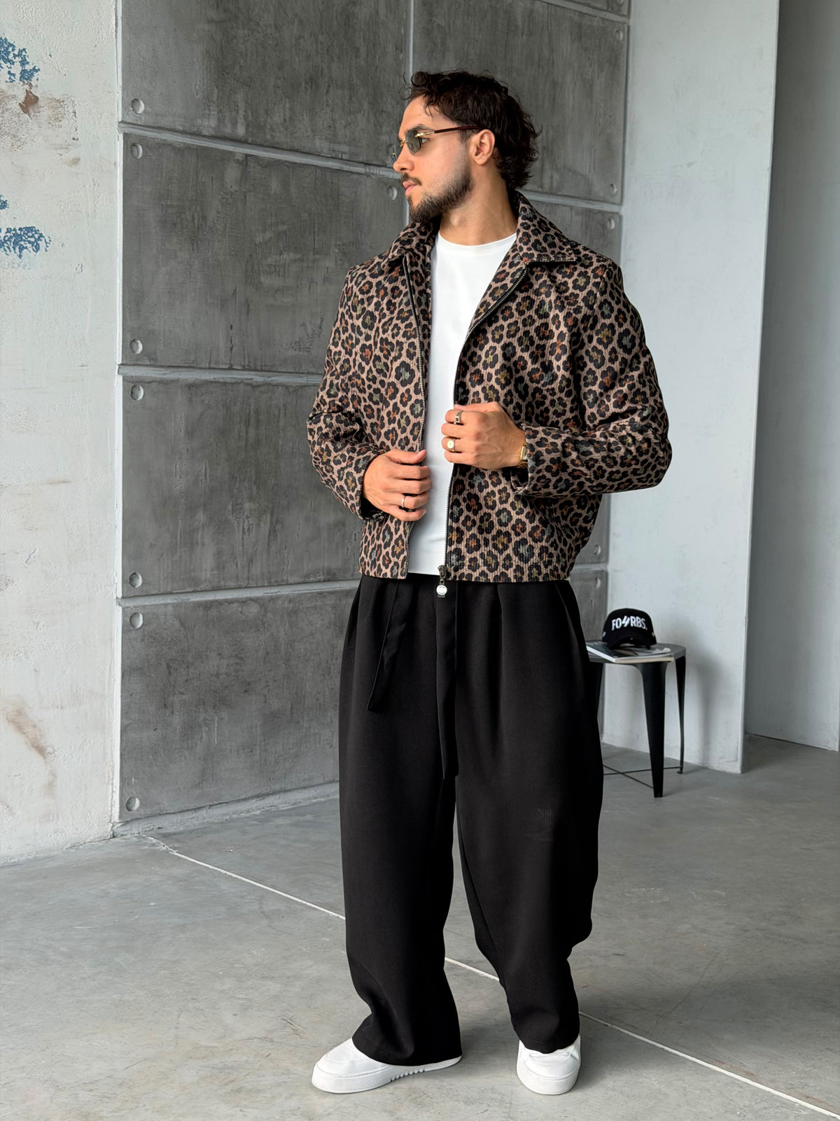 Cheetah Pattern Zip-Up Jacket