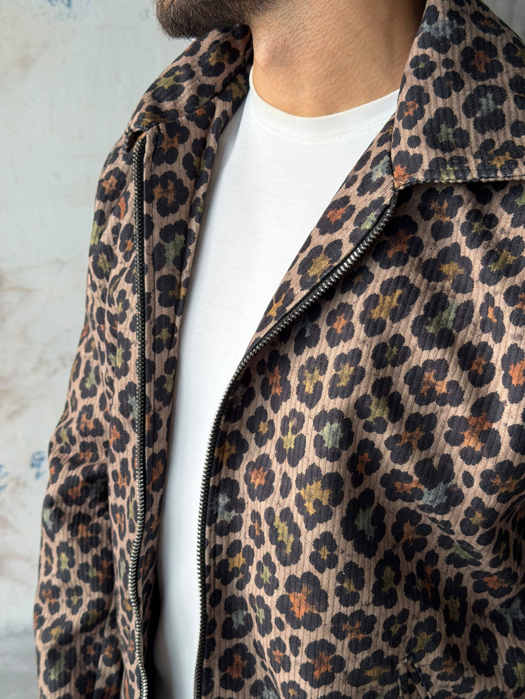 Cheetah Pattern Zip-Up Jacket