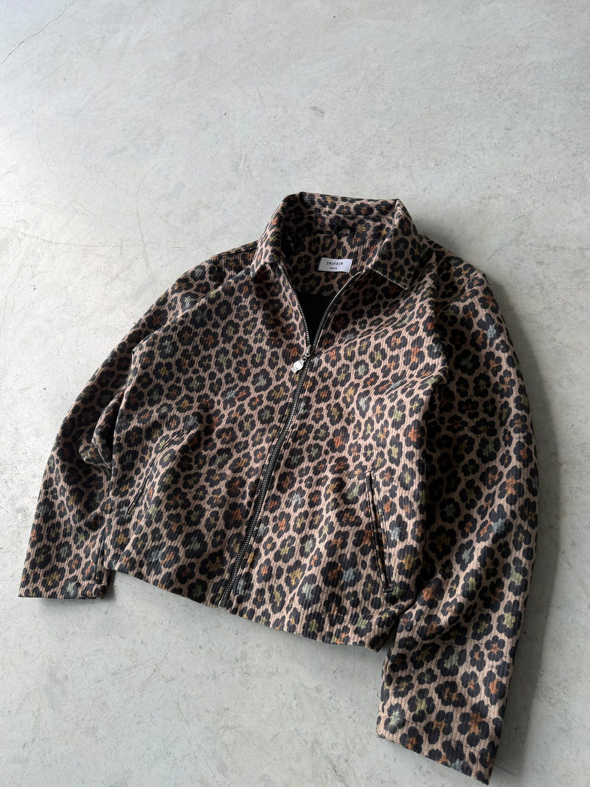 Cheetah Pattern Zip-Up Jacket