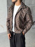Cheetah Pattern Zip-Up Jacket