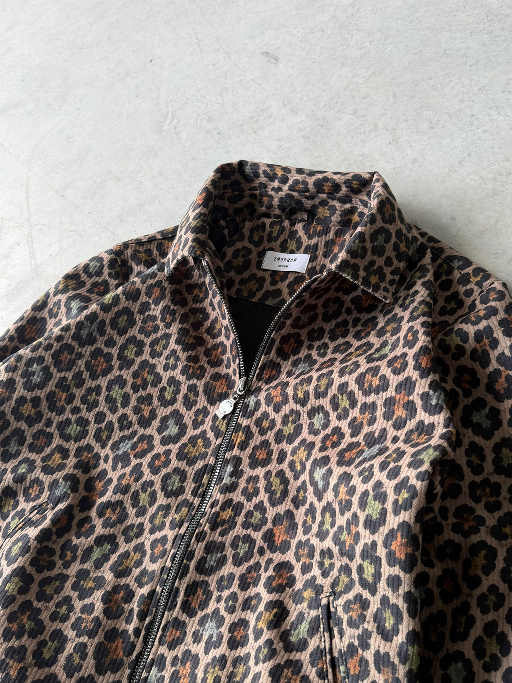 Cheetah Pattern Zip-Up Jacket