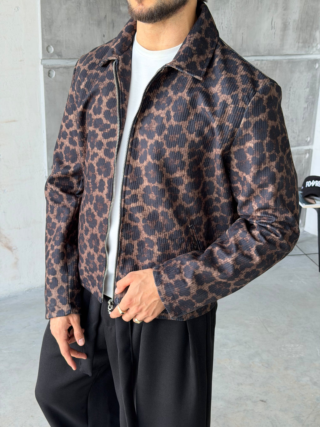 Cheetah Pattern Zip-Up Jacket