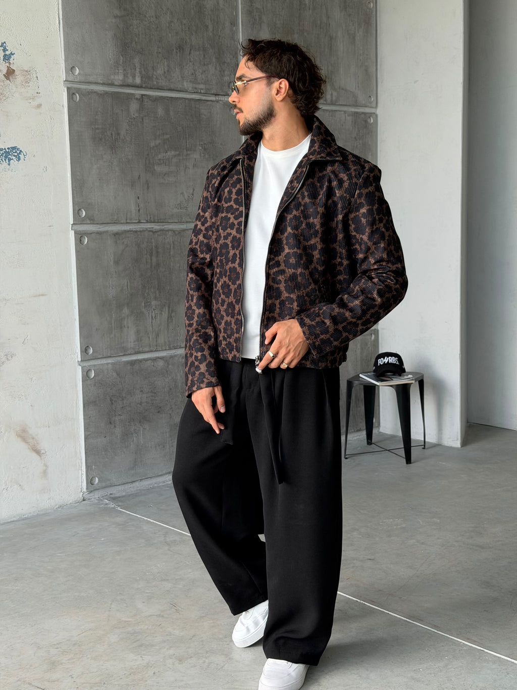 Cheetah Pattern Zip-Up Jacket