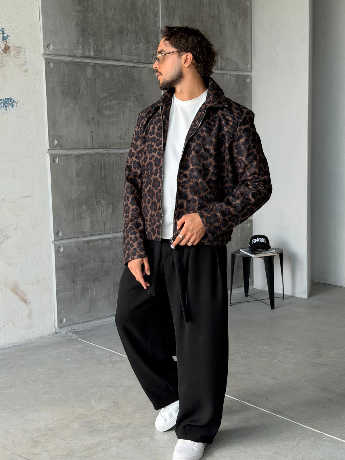 Cheetah Pattern Zip-Up Jacket