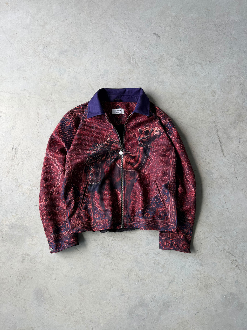 Camel Pattern Zip-Up Jacket