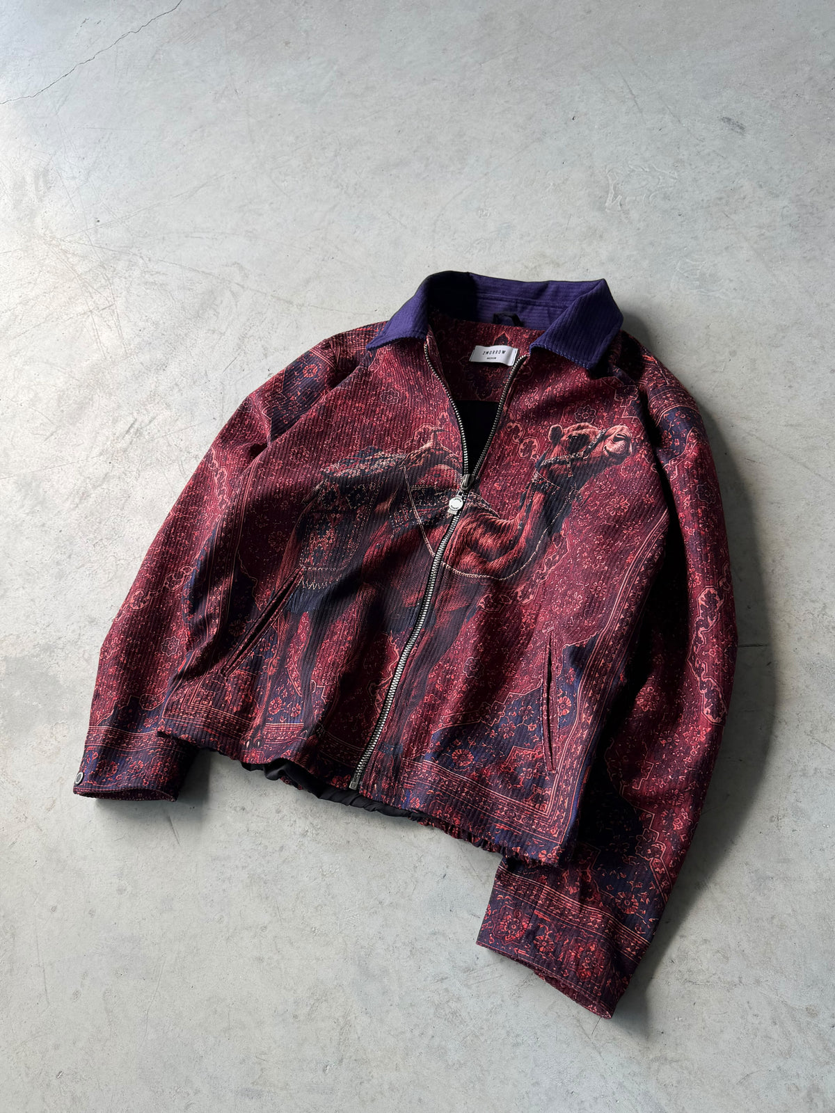 Camel Pattern Zip-Up Jacket