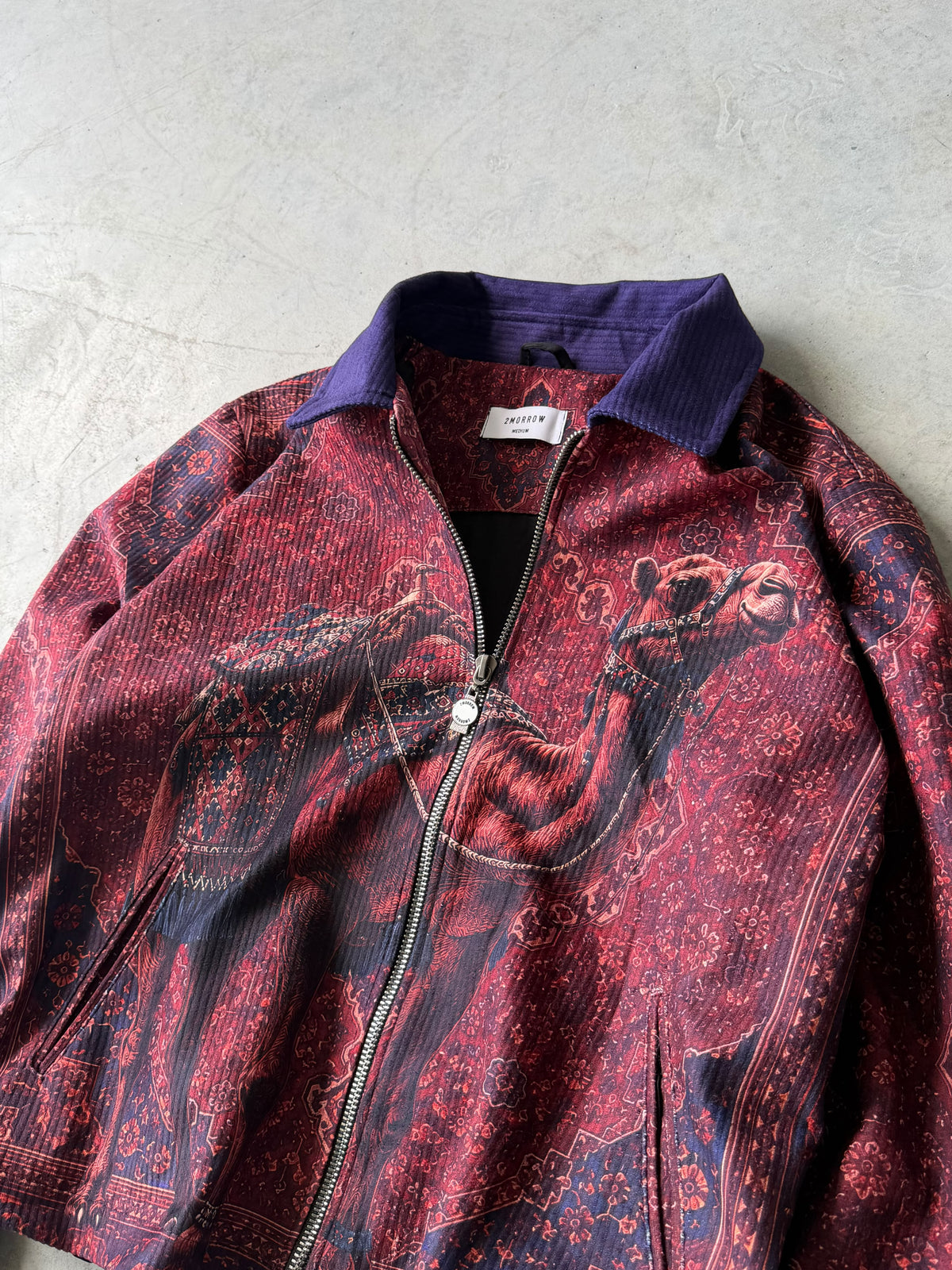 Camel Pattern Zip-Up Jacket