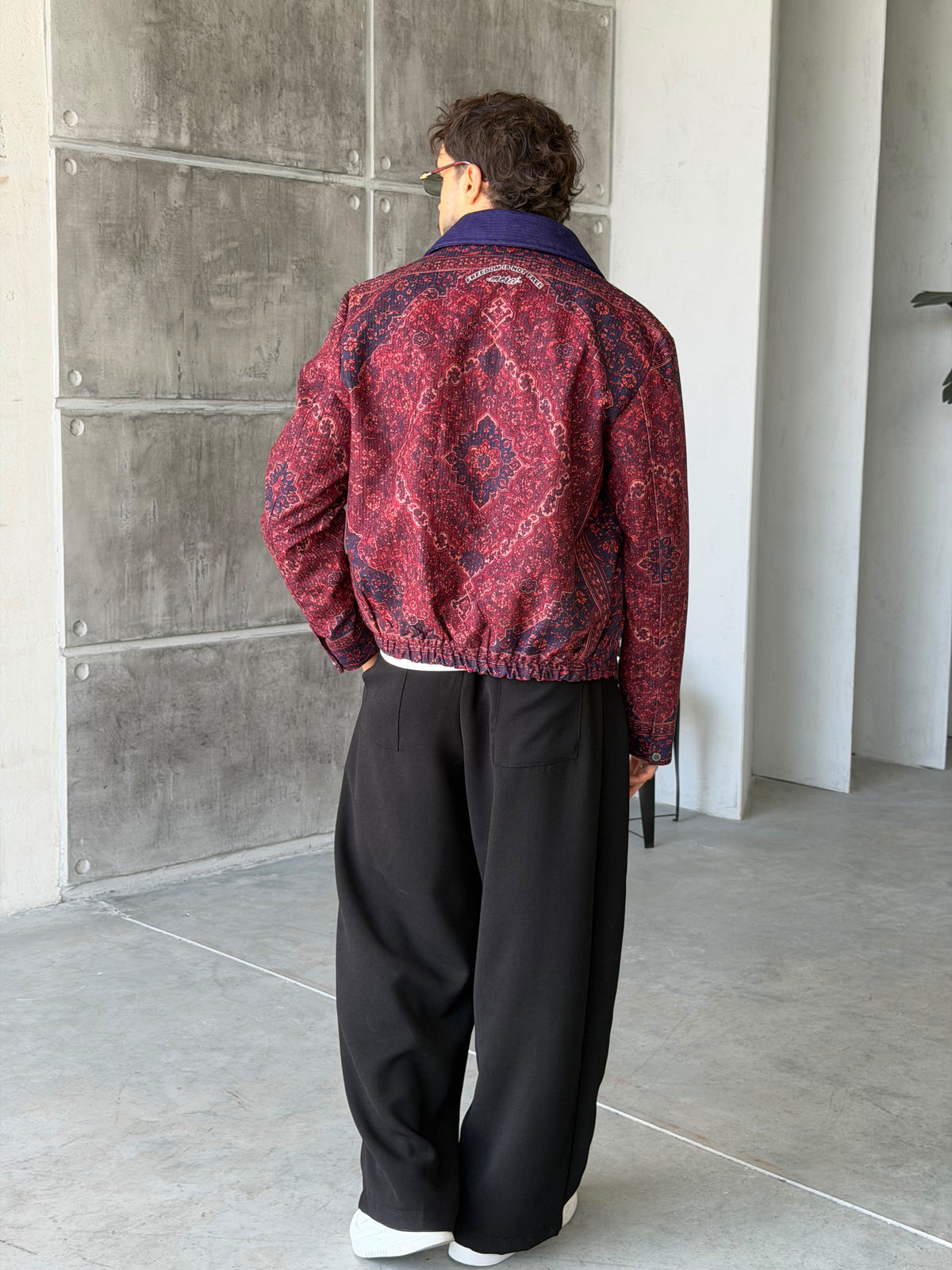 Camel Pattern Zip-Up Jacket