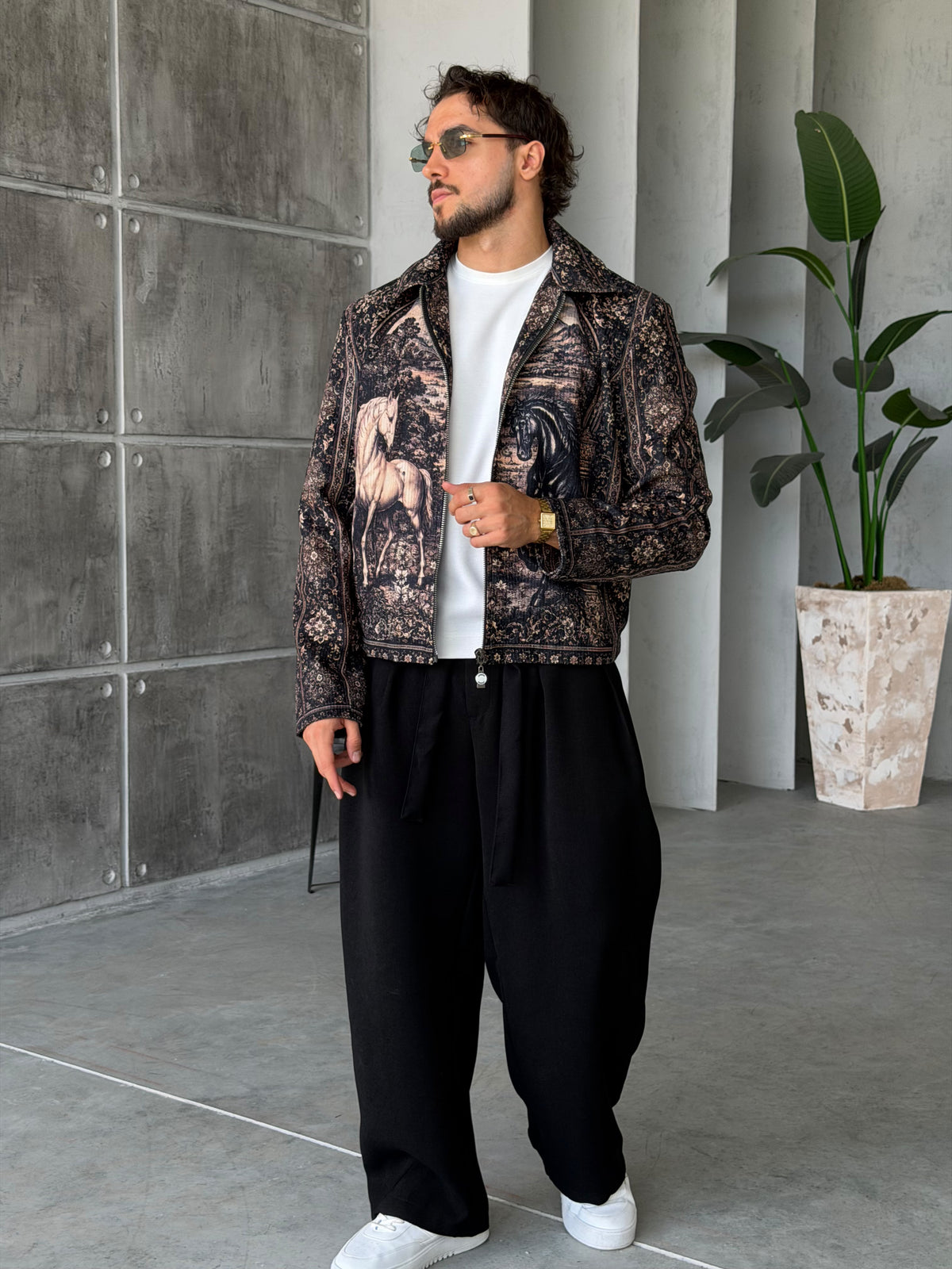 Wild Pattern Zip-Up Jacket