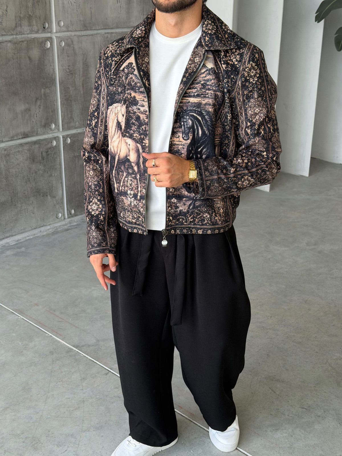 Wild Pattern Zip-Up Jacket