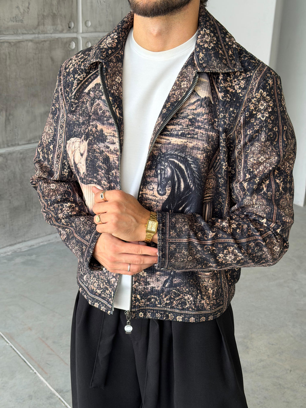 Wild Pattern Zip-Up Jacket