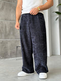 Chenille Fabric Baggy Pants – Navy