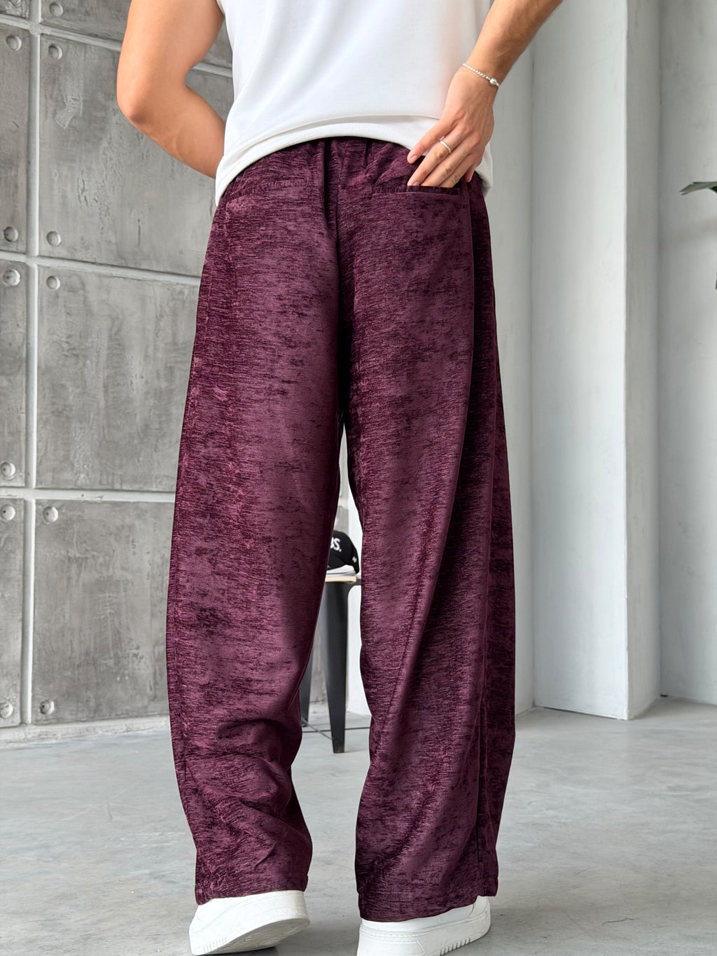 Chenille Fabric Baggy Pants – Bordo