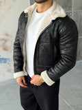 Vintage Pilot Jacket – Black/White Collar