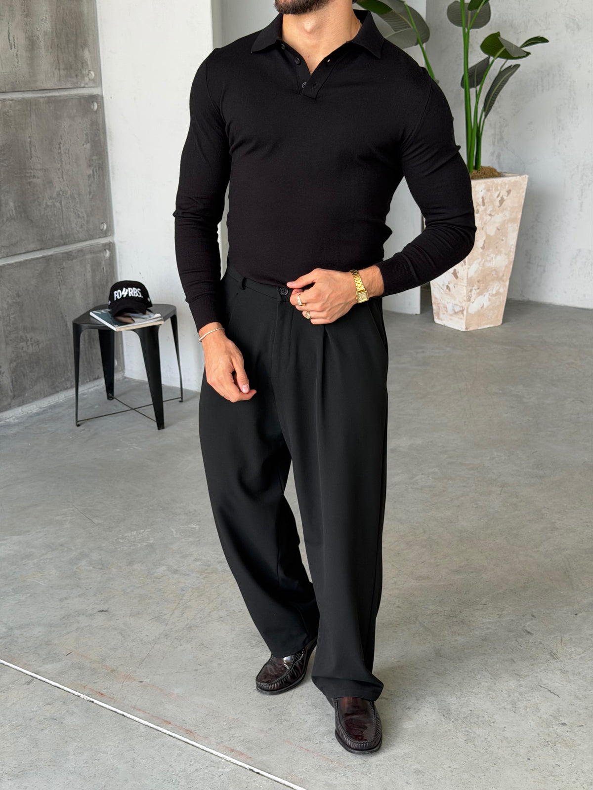 Soft-Touch Basic Polo Shirt – Black