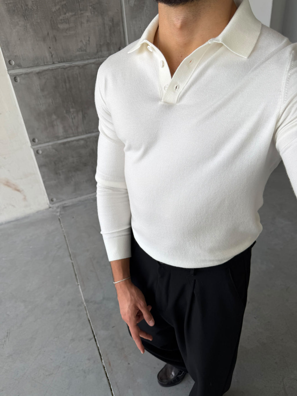Soft-Touch Basic Polo Shirt – Ecru