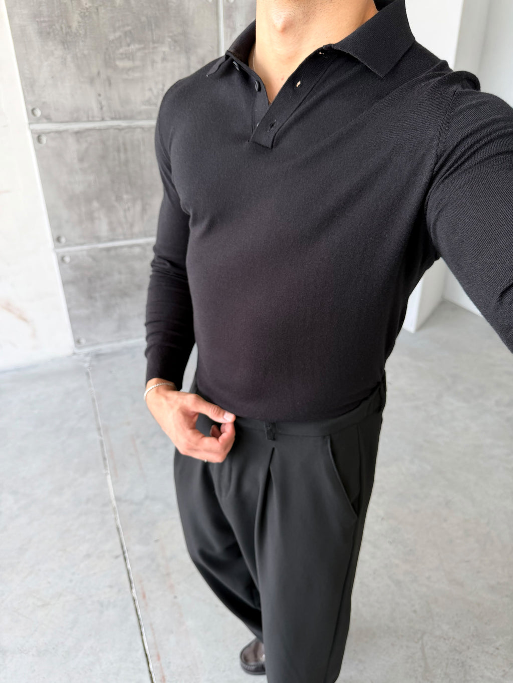 Soft-Touch Basic Polo Shirt – Black